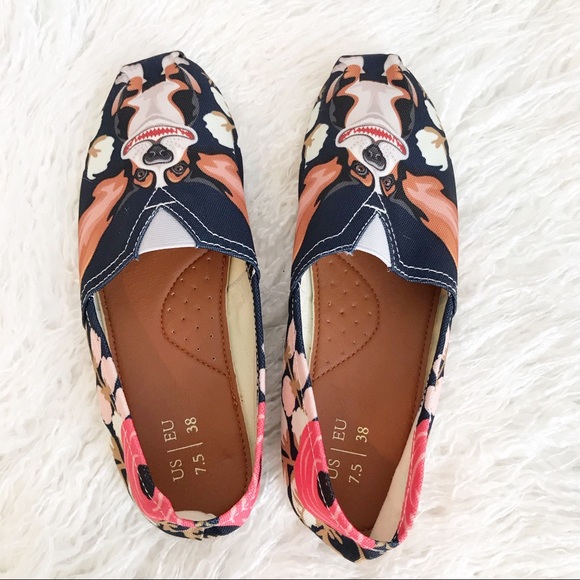 Boutique Beagle Print Blue Slip On Loafers Sz 7.5 - Picture 5 of 8